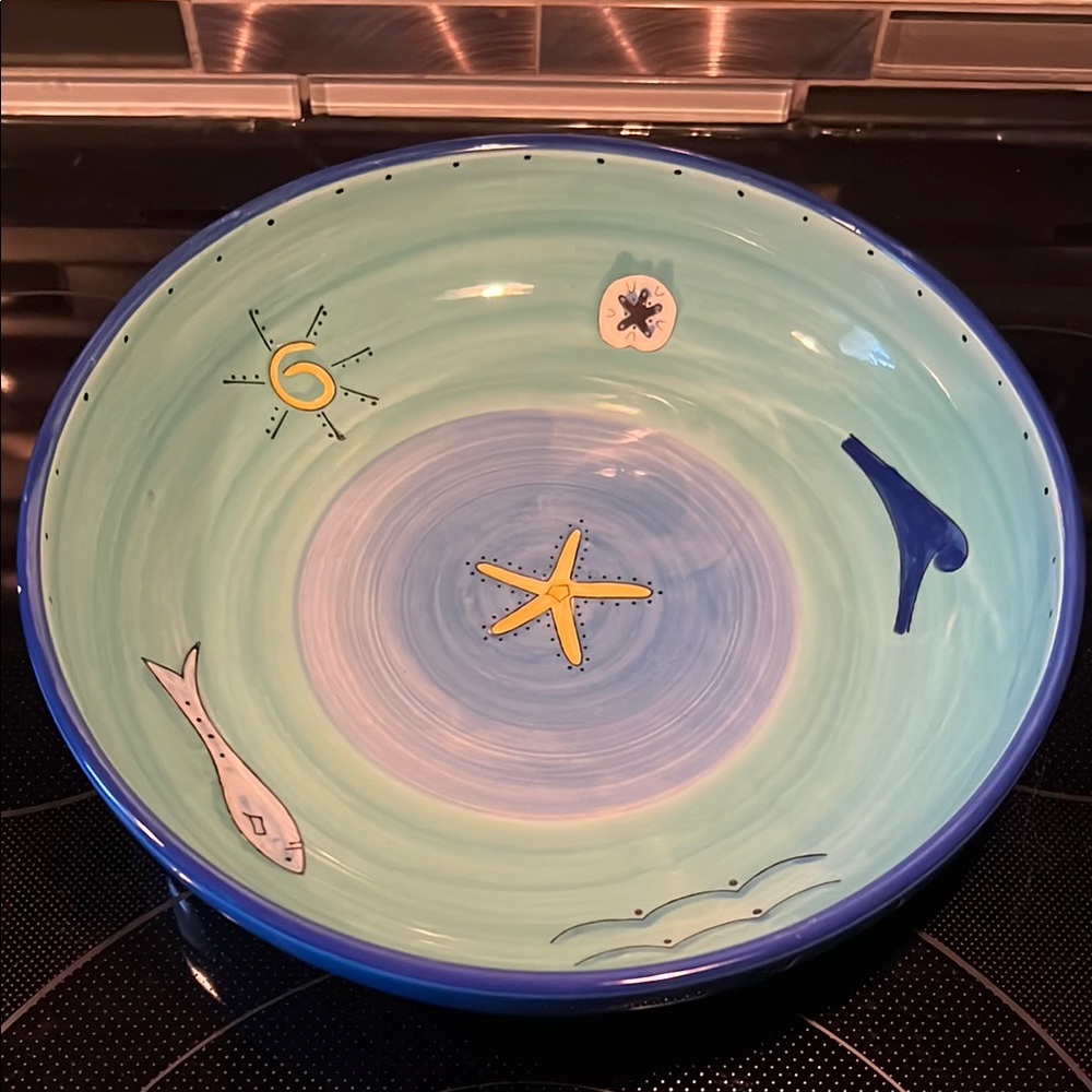 Earthenware Handpainted Ceramic Pasta Bowl